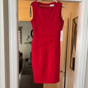 Charming Calvin Klein Red Sleeveless Dress
